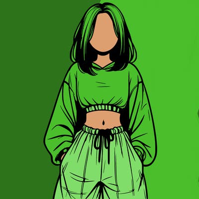 realistic girl faceless with baggy pants and a crop top