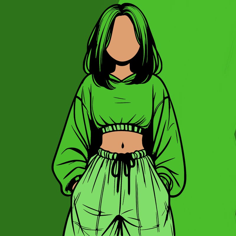 realistic girl faceless with baggy pants and a crop top