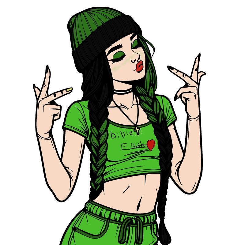 realistic teenage girl with braids and a beanie and crop top doing 🫶🏼