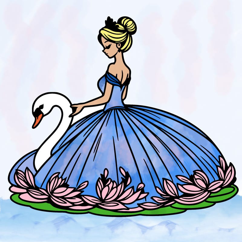 woman in gown with swan