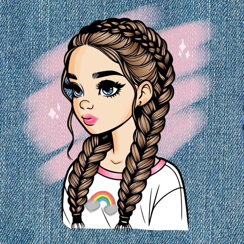 realistic girl with braids