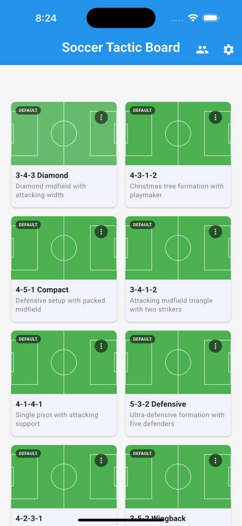 Soccer Tactics Board Pro - List of tactical soccer formations in the Soccer Tactics Board Pro app