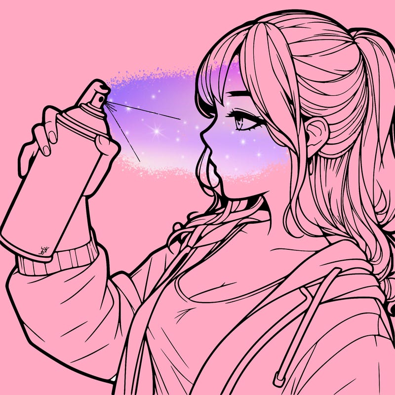 a realistic girl spray, painting