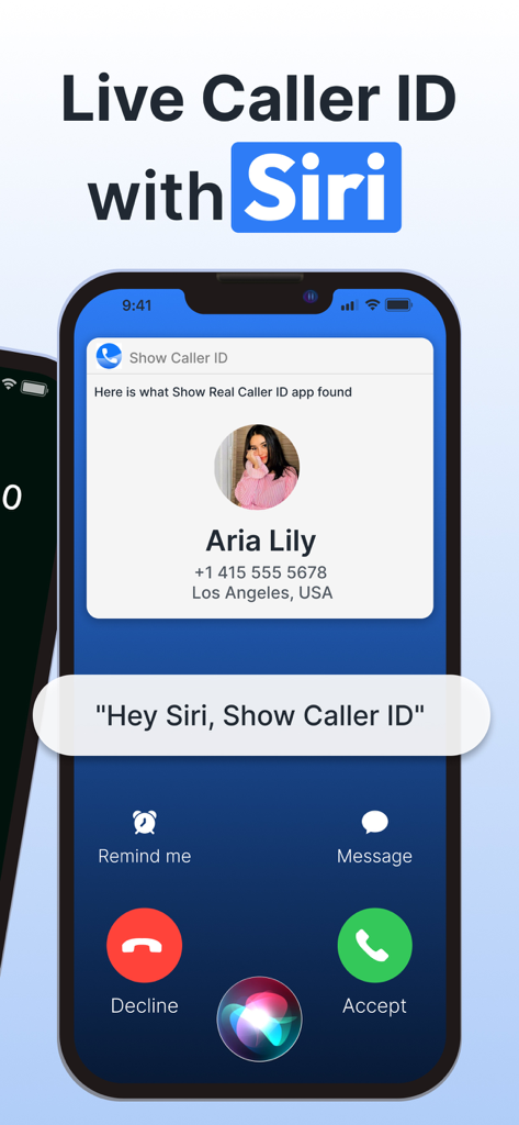 Show Caller ID & Spam Blocker - Identificación del identificador de llamadas en vivo usando el comando de voz de Siri en iPhone