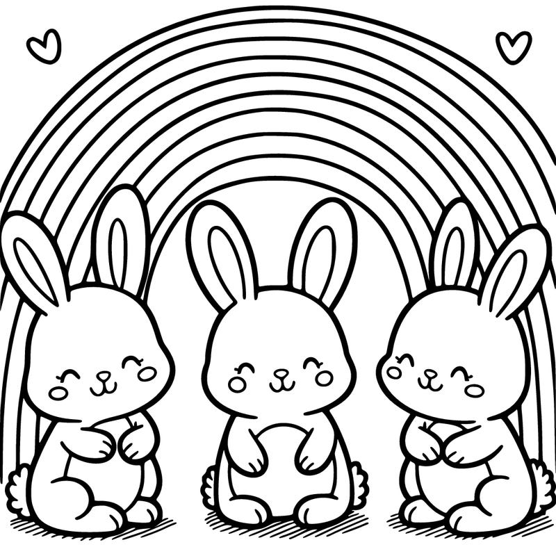 bunnies and a rainbow