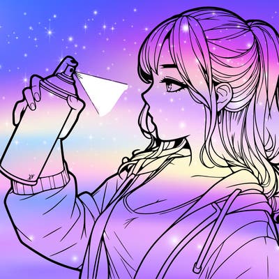 a realistic girl spray, painting