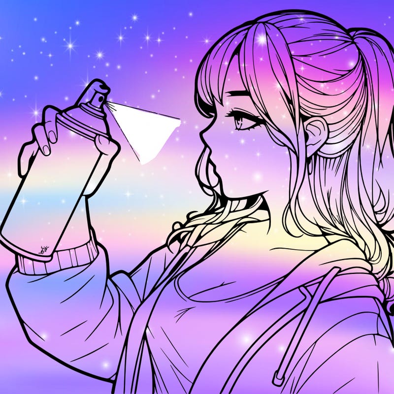 a realistic girl spray, painting