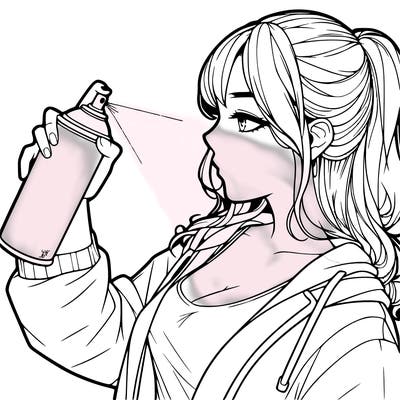 a realistic girl spray, painting