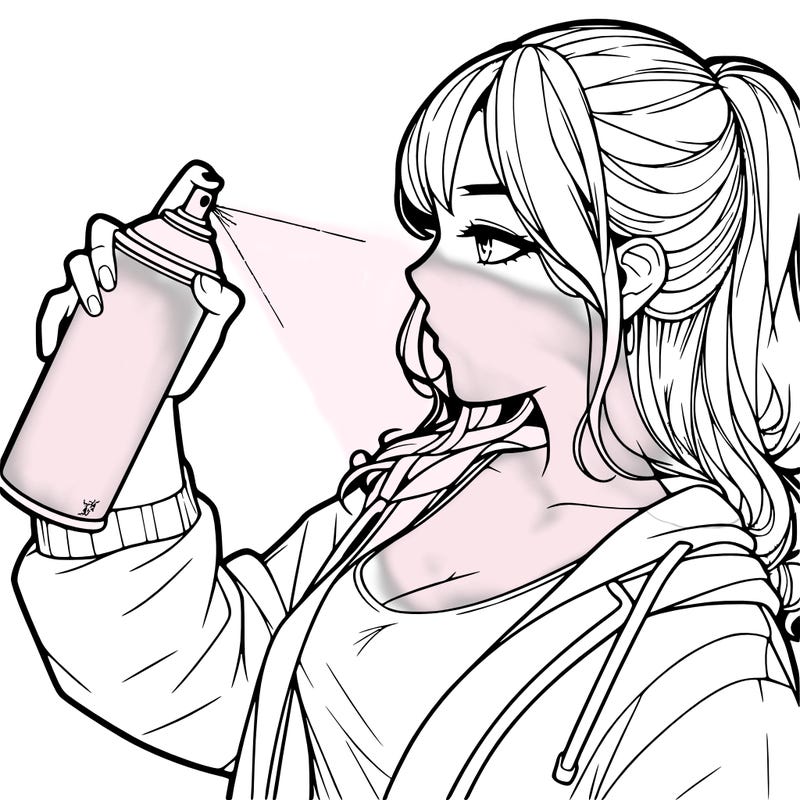 a realistic girl spray, painting