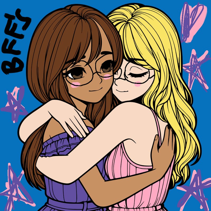 realistic girls hugging