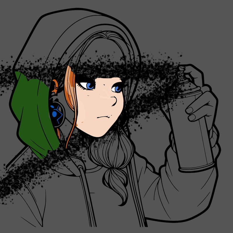 a realistic girl, spray painting