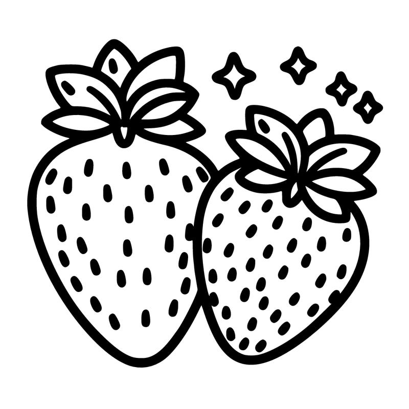 strawberry, line art simple