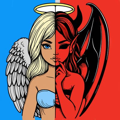 realistic angel half demon