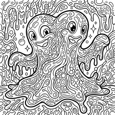Get ready for a uniquely squishy and detailed coloring adventure with our Slime Monsters Adult Coloring Page. This intricate design is perfect for those seeking a fun, stress-relieving creative escape.