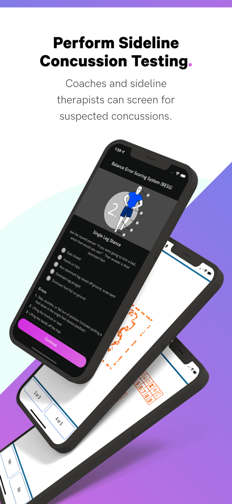 Concussion Tracker - A mobile app screen for performing sideline concussion testing using the Balance Error Scoring System.