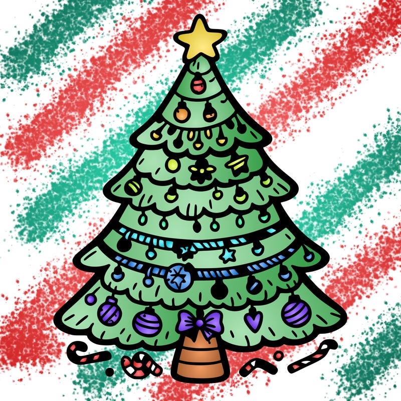 christmas tree with lots of details