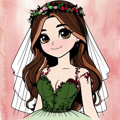realistic girl in a wedding dress