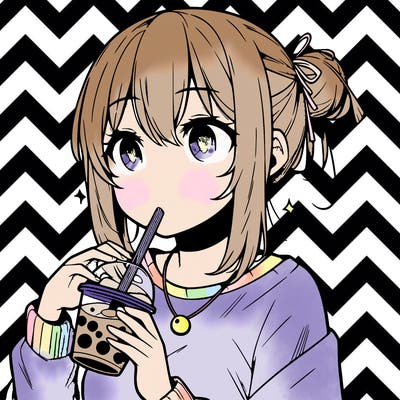 manga character drinking boba