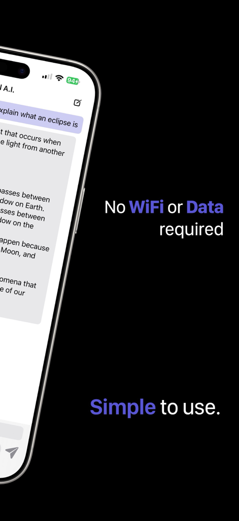 Local A.I. - Local AI mobile app interface with text highlighting offline use without wifi