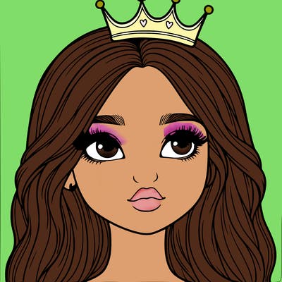 a realistic girl with a crown on