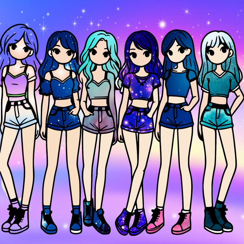 a group of girls wearing crop tops and shorts