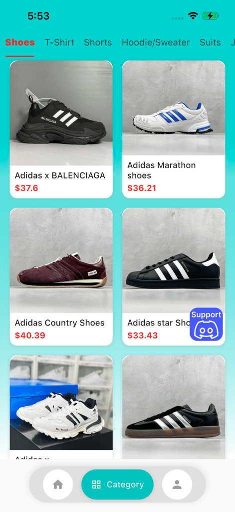 AllChinaBuy Sheets - A mobile app interface showing a catalog of various sneakers with their names and prices