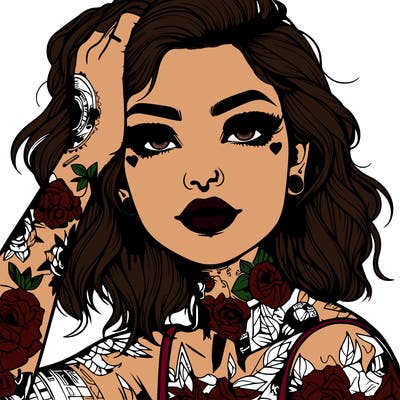 realistic girl with tattoos all over