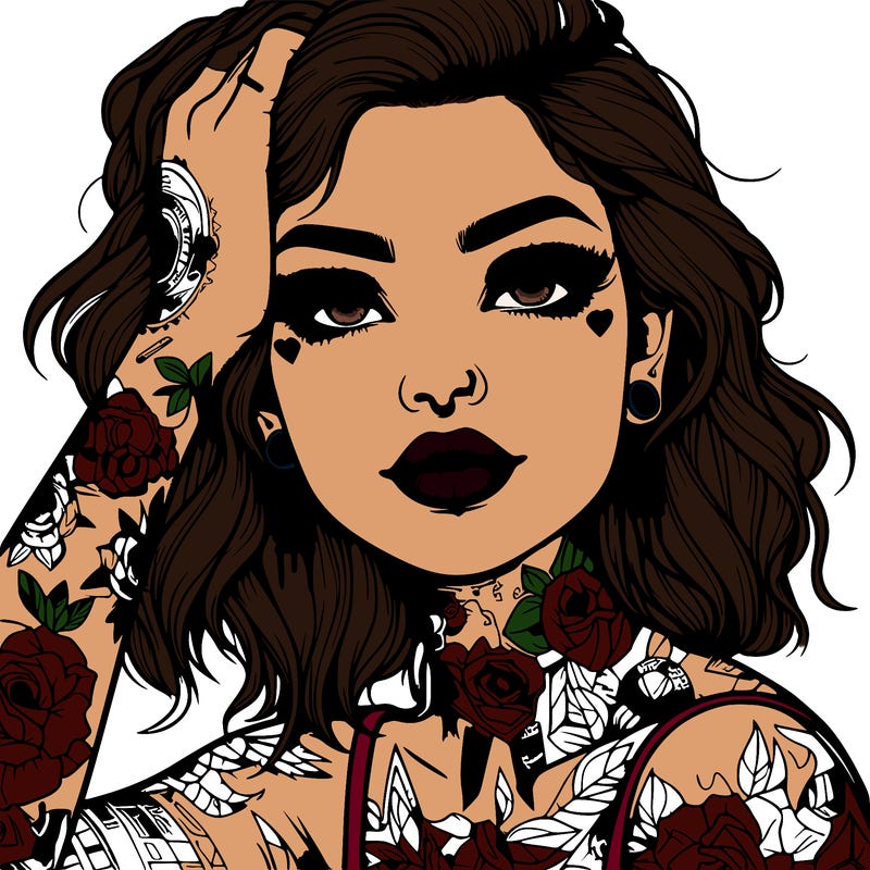 realistic girl with tattoos all over