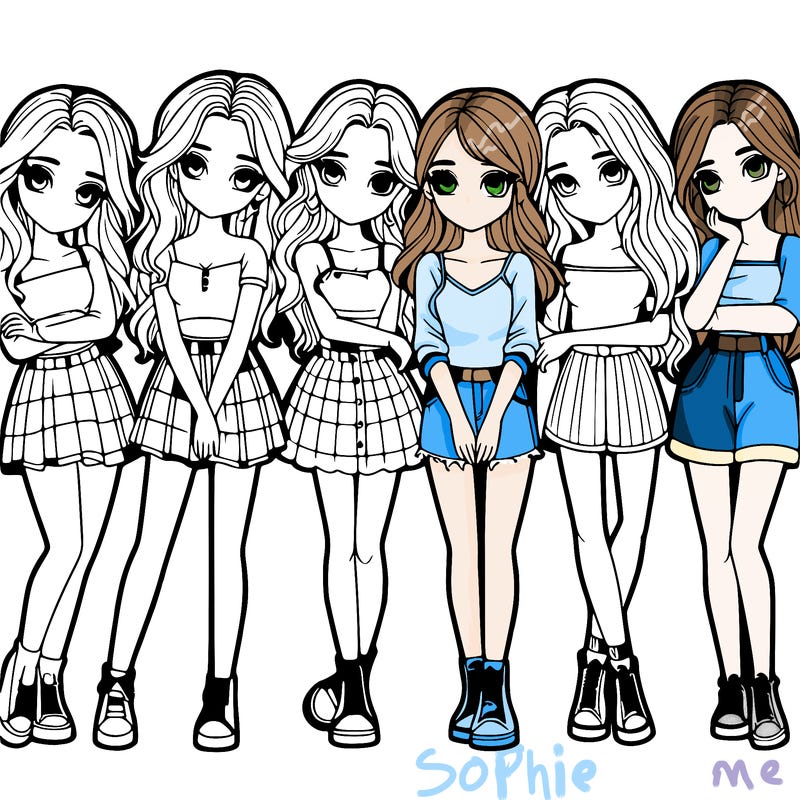 a group of girls realistic