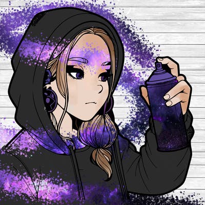 a realistic girl, spray painting