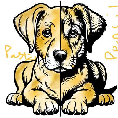 realistic dog split picture