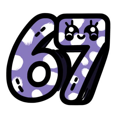 the numbers 67