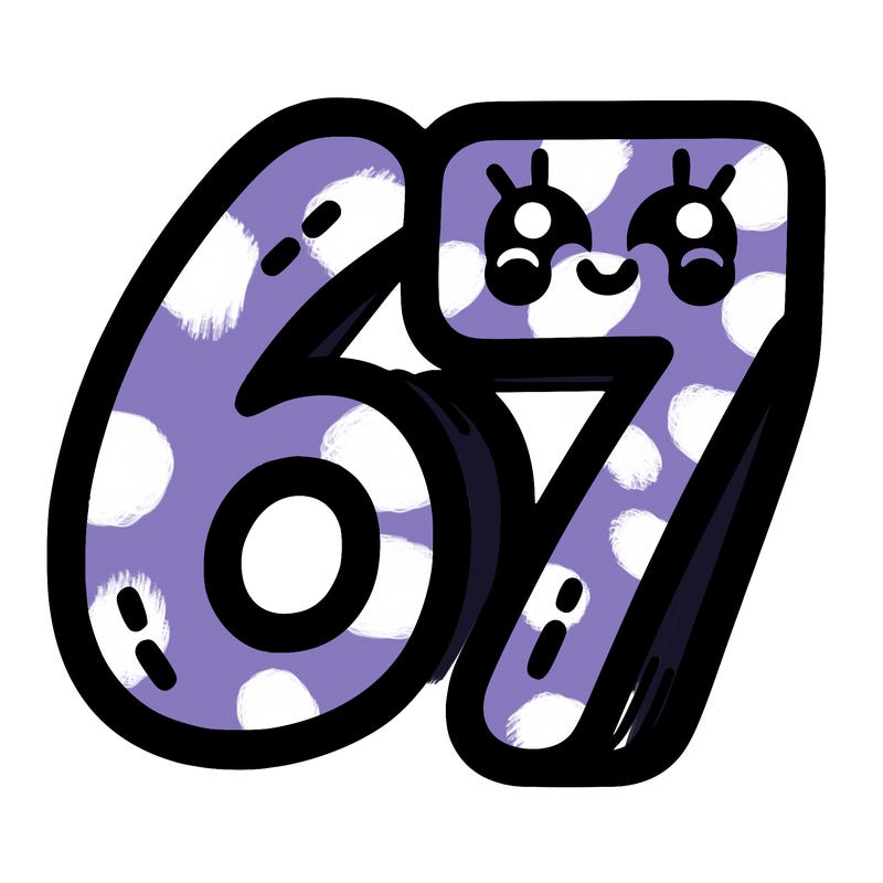 the numbers 67