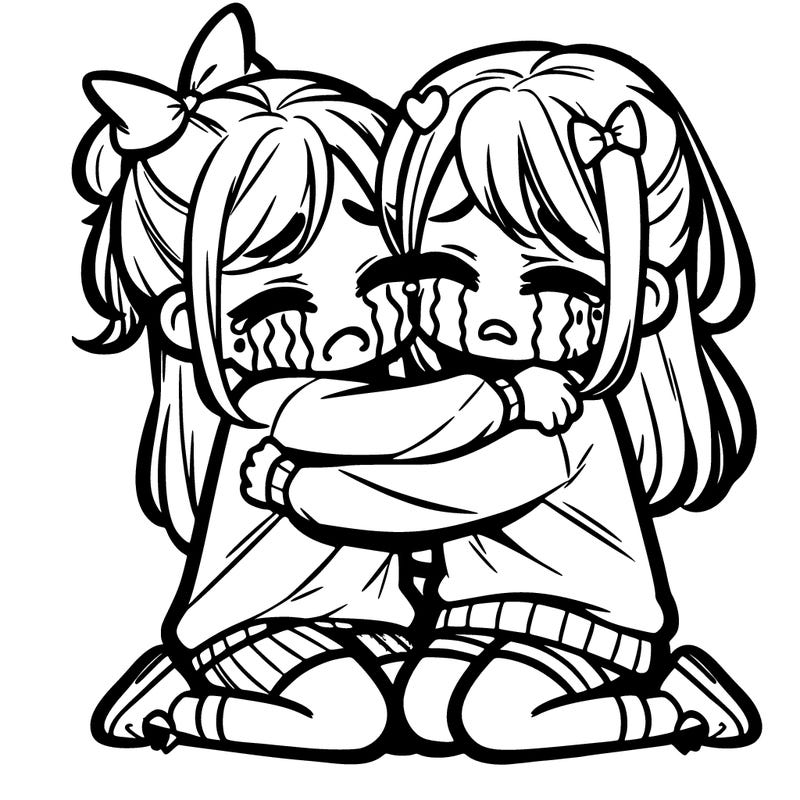 two girl best friends, hugging, and crying