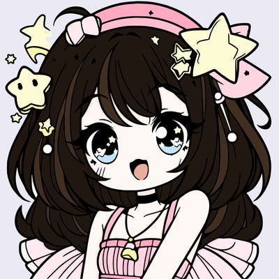 cute anime girl with star accessories