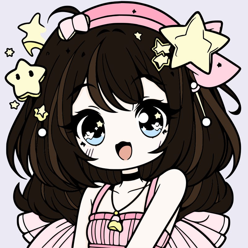 cute anime girl with star accessories