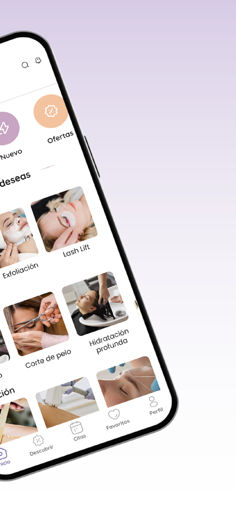 Buki Beautyplanner - Buki Beautyplanner app screen showing beauty and salon service categories for online booking