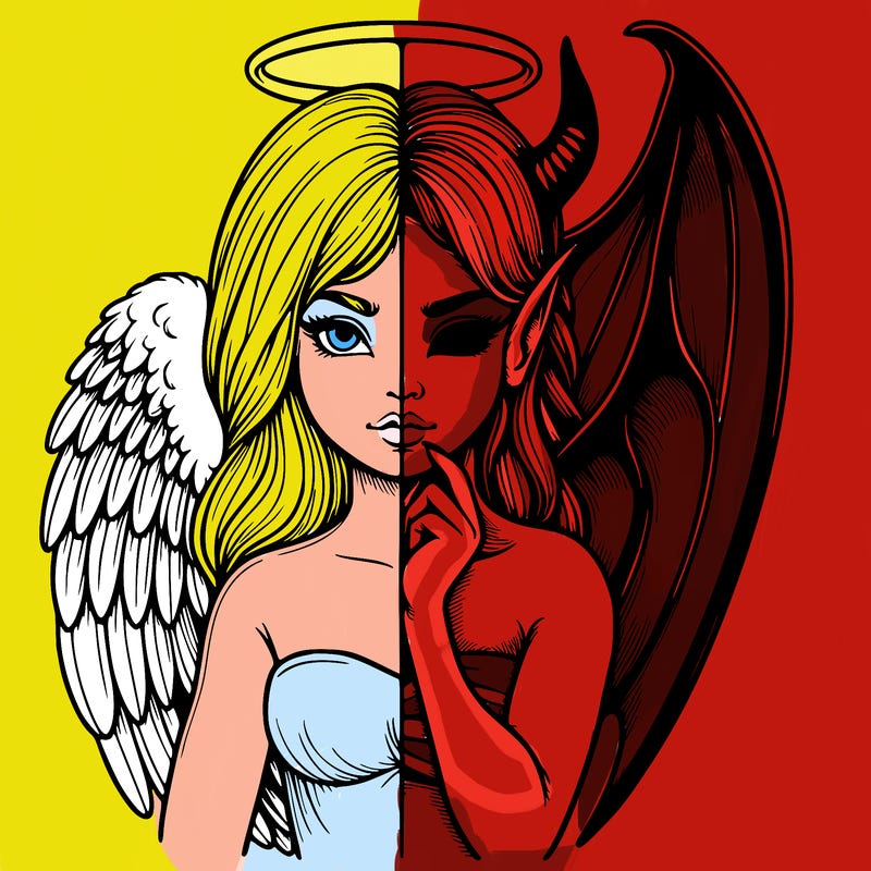 realistic angel half demon