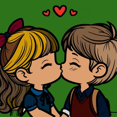 boy and girl kissing