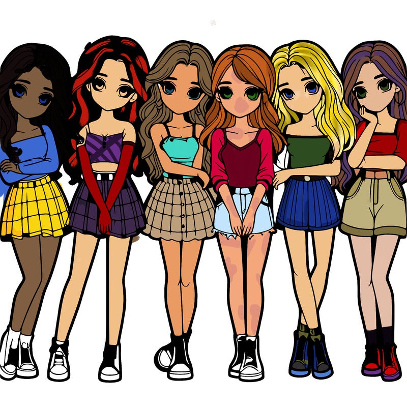 a group of girls realistic