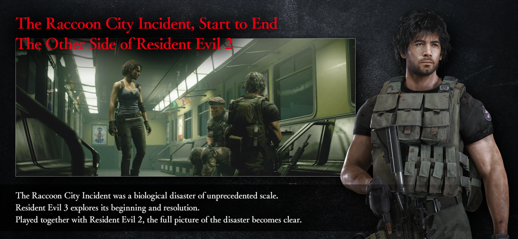 Carlos Oliveira and Jill Valentine in a subway scene from Resident Evil 3