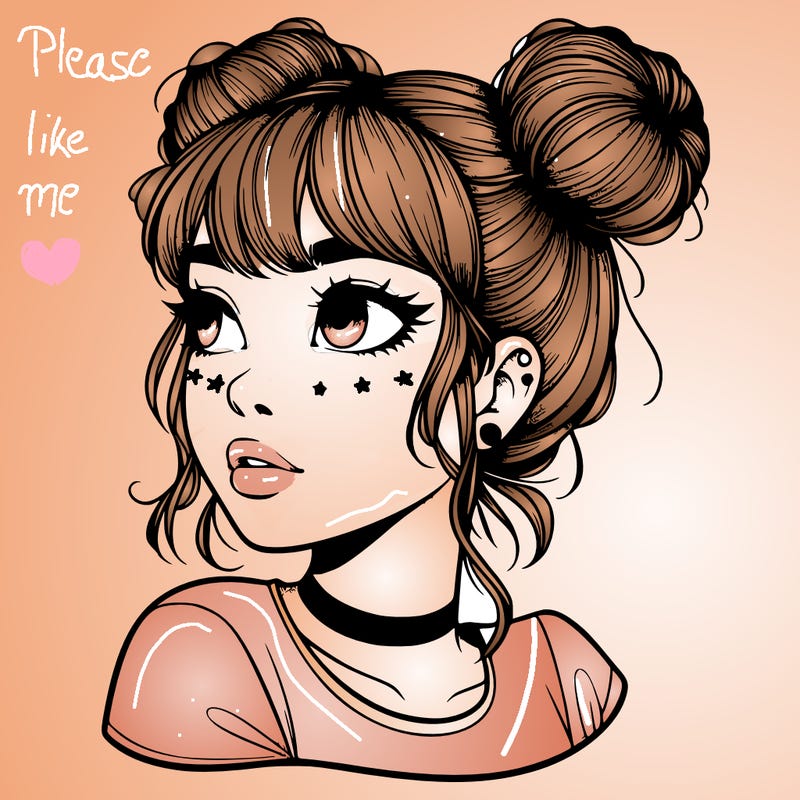 realistic girl with spacebuns