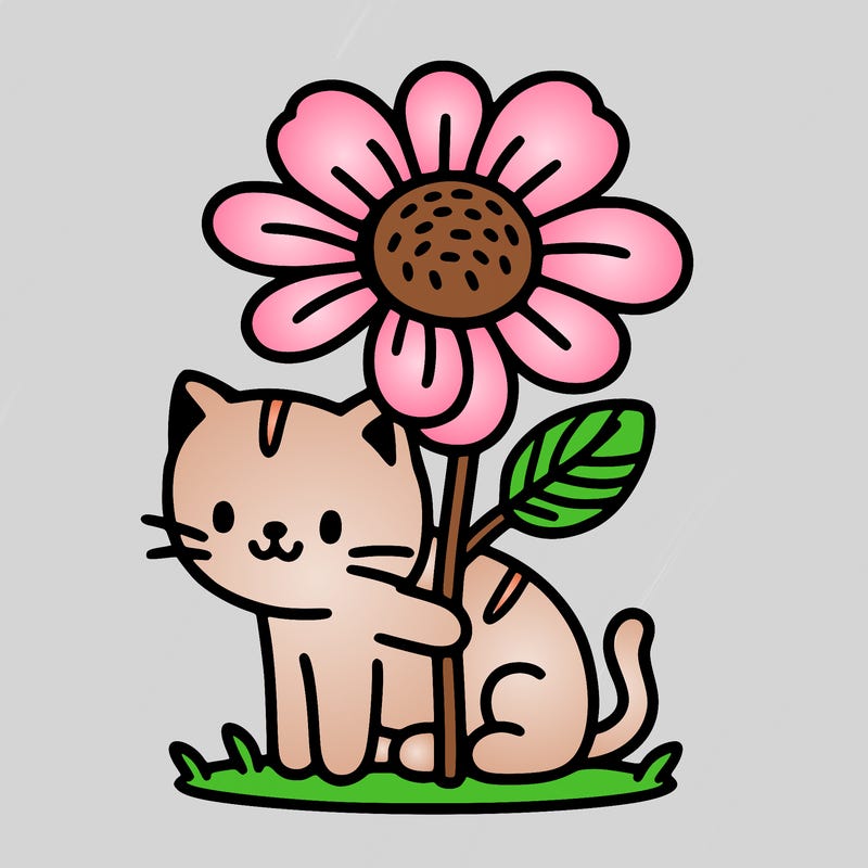 flower with cat