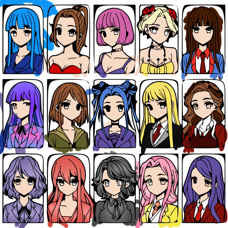 girls that look diffrent anime