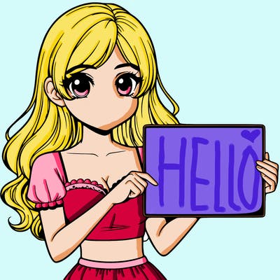 realistic pretty girl holding blank sign