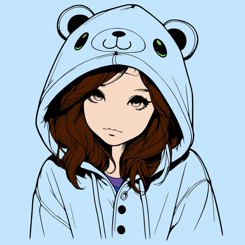realistic girl in a animal pjs hoodie
