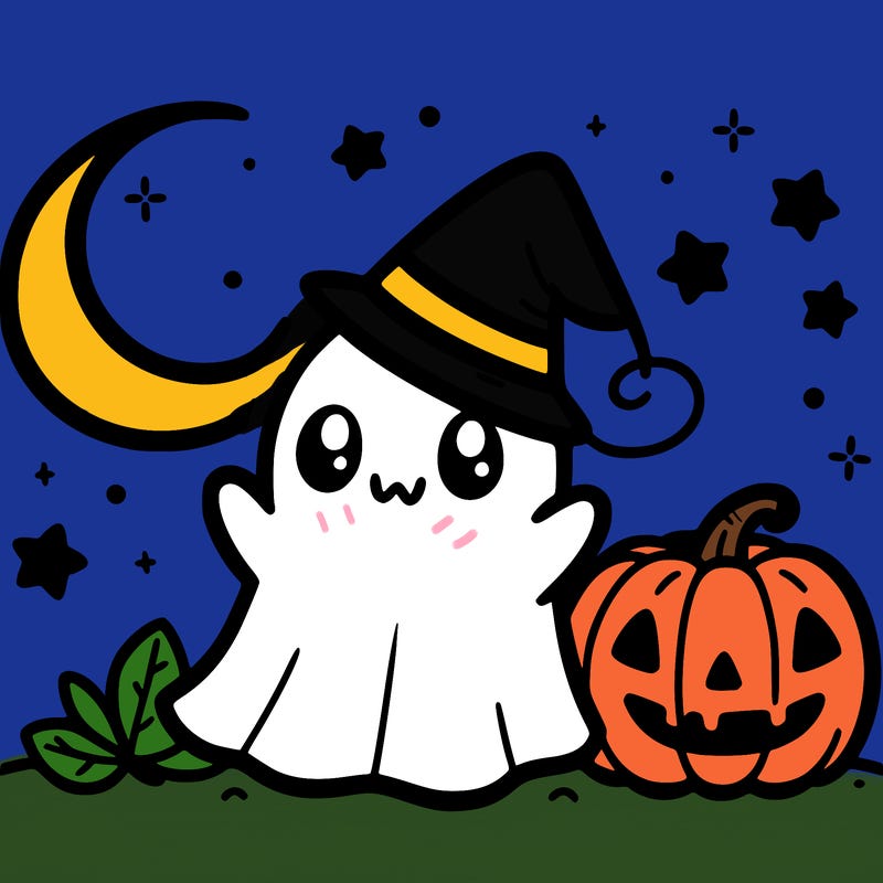 cute ghost with a pumpkin