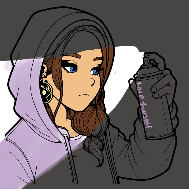 a realistic girl, spray painting