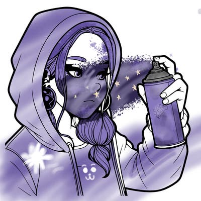 a realistic girl, spray painting