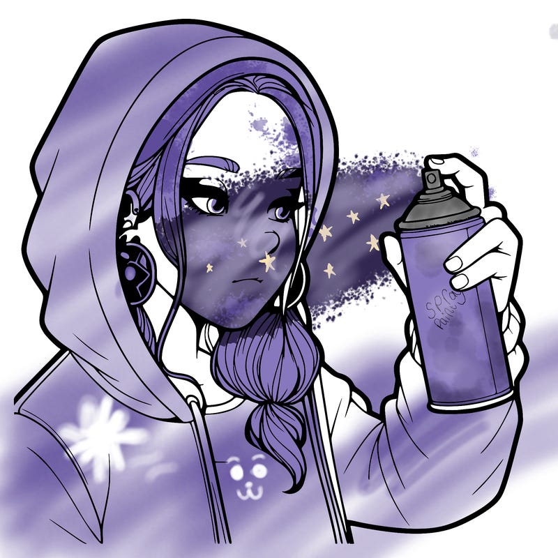 a realistic girl, spray painting